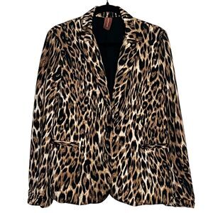 ANDRADE Blazer Jacket Women's Size Large Leopard Print No Pockets